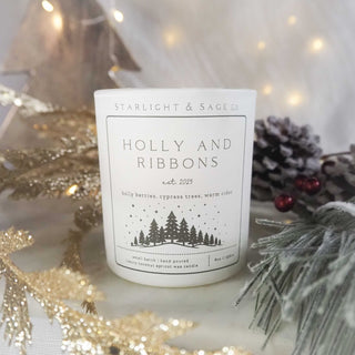 Holly and Ribbons | Limited Edition Seasonal Candle - Starlight & Sage Co.